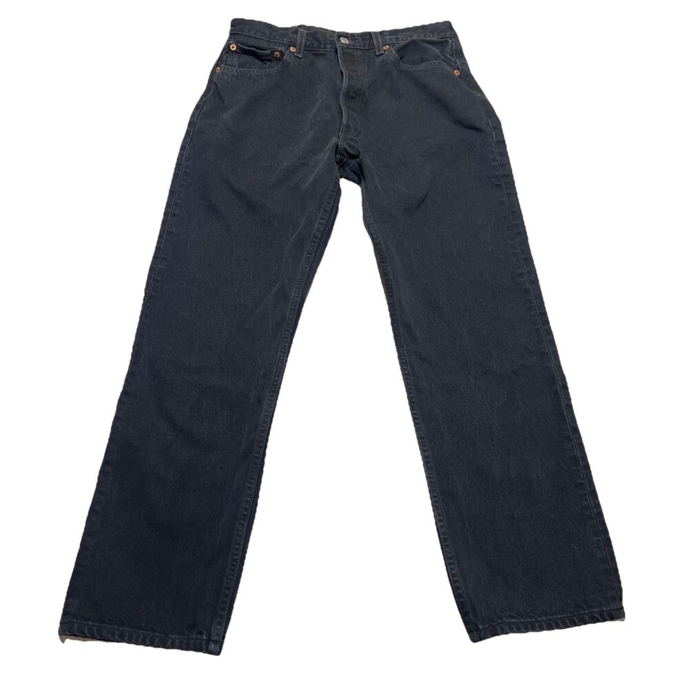 90s Vintage Levis 501 Men Jeans Magic Black Denim 33x30 Straight Leg